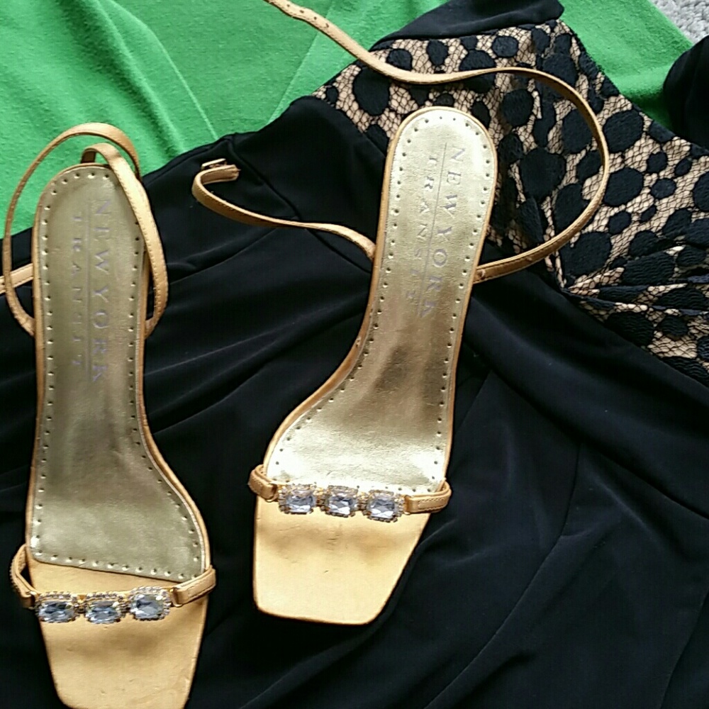 3.5" Glam Gold, rhinestone embellished heels